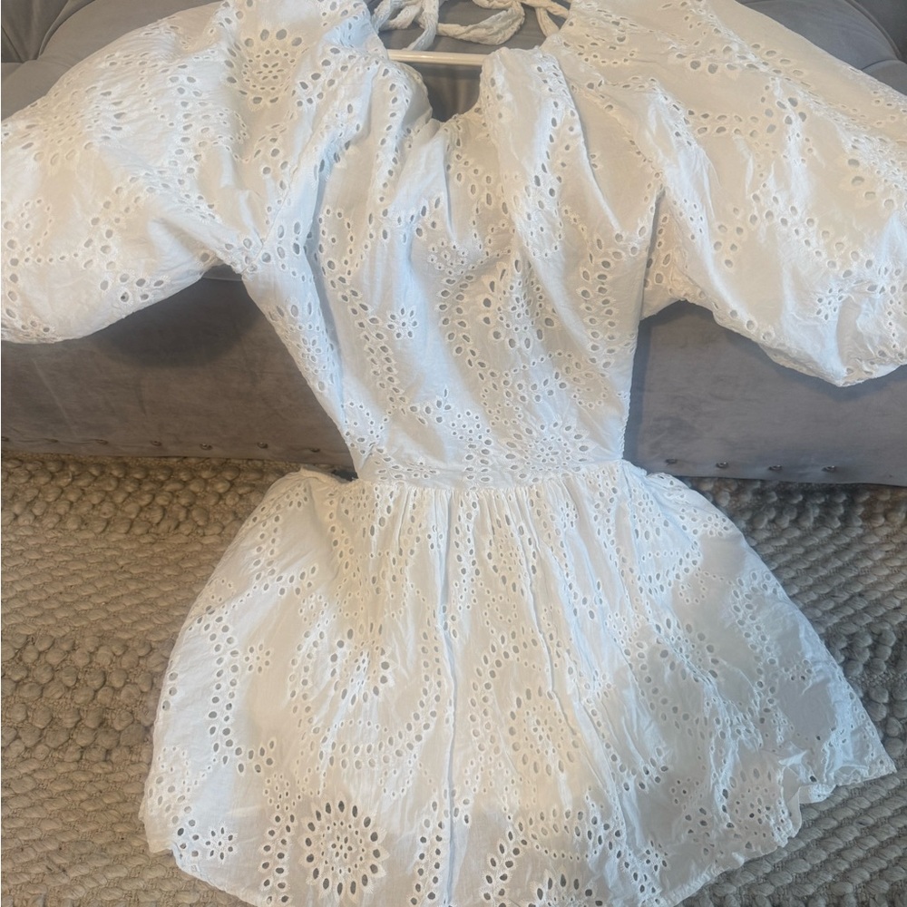 Boohoo White Eyelet Mini Dress